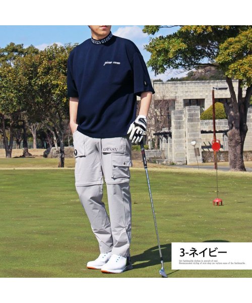 TopIsm(トップイズム)/ゴルフウェア モックネックシャツ メンズ GIORNO SEVEN ジョルノセブン ワイドシルエット ハイネック ゴルフ 接触冷感 ストレッチ 半袖 ロゴ/img08
