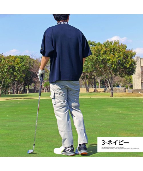 TopIsm(トップイズム)/ゴルフウェア モックネックシャツ メンズ GIORNO SEVEN ジョルノセブン ワイドシルエット ハイネック ゴルフ 接触冷感 ストレッチ 半袖 ロゴ/img09