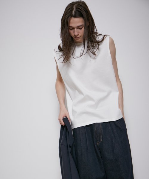 ADAM ET ROPE'(アダム　エ　ロペ)/《新色追加》【Albini/アルビニ】オーガニック ポンチ オーバーサイズ ノースリーブ Tシャツ/img01