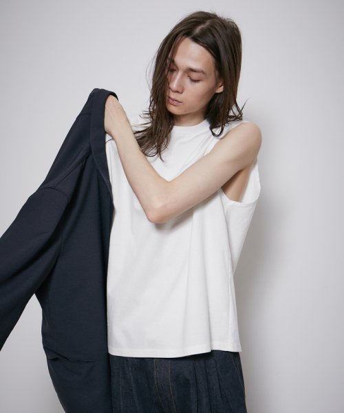 ADAM ET ROPE'(アダム　エ　ロペ)/《新色追加》【Albini/アルビニ】オーガニック ポンチ オーバーサイズ ノースリーブ Tシャツ/img02