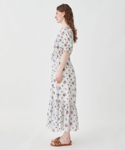 コットンジョーゼット シャーリングワンピース 