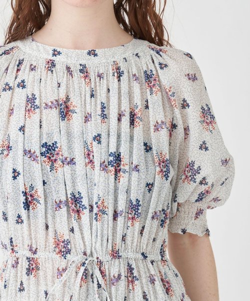 コットンジョーゼット シャーリングワンピース 