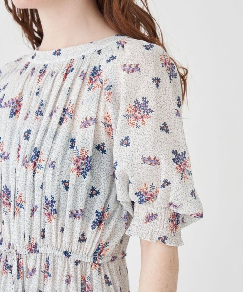 コットンジョーゼット シャーリングワンピース 