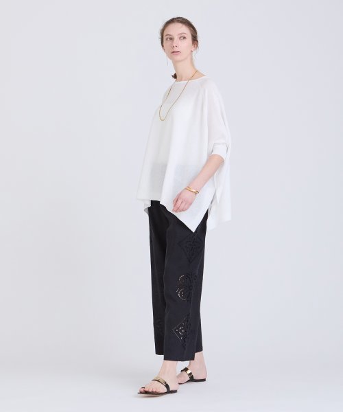 コットンリネンブレンドプルオーバーニット 