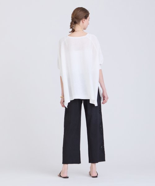 コットンリネンブレンドプルオーバーニット 