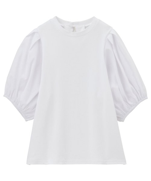 GeeRA(ジーラ)/綿100％異素材ドッキングボリュームスリーブシルケットTシャツ/img12