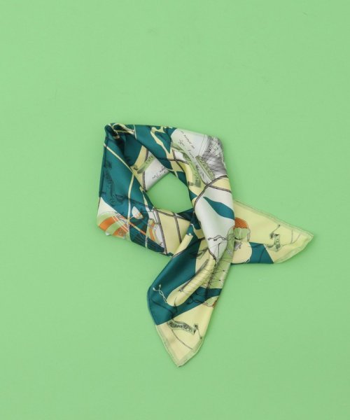 【manipuri/マニプリ】シルクプリントスカーフ65（コラージュバルーンヒストリー） 