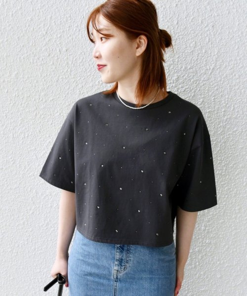 SHIPS WOMEN(シップス　ウィメン)/* 〈手洗い可能〉ラインストーン ワイド TEE/img35