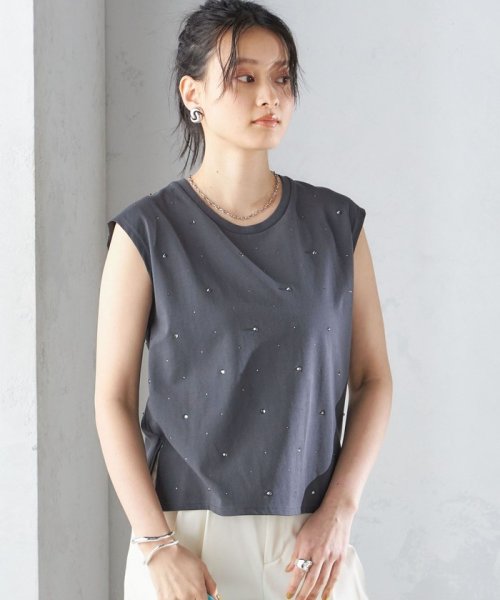 SHIPS WOMEN(シップス　ウィメン)/* 〈手洗い可能〉ラインストーン ノースリーブ TEE ◇/img47