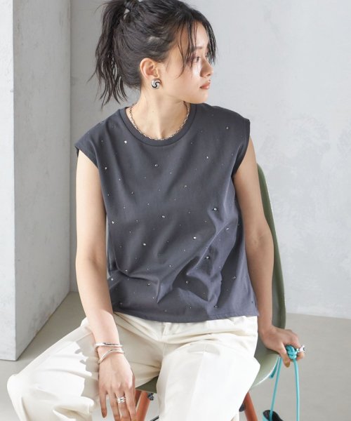 SHIPS WOMEN(シップス　ウィメン)/* 〈手洗い可能〉ラインストーン ノースリーブ TEE ◇/img50