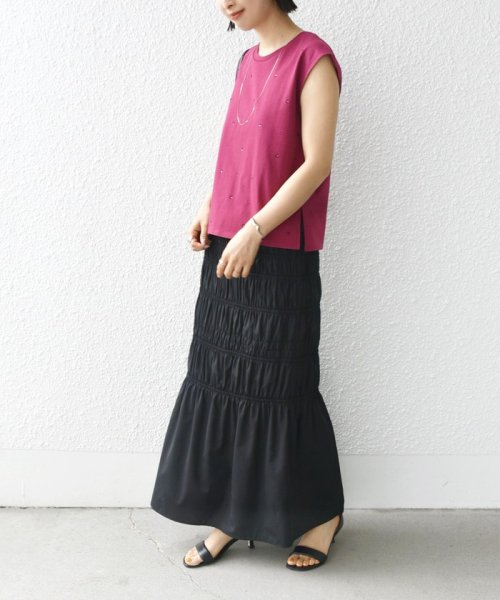 SHIPS WOMEN(シップス　ウィメン)/* 〈手洗い可能〉ラインストーン ノースリーブ TEE ◇/img67