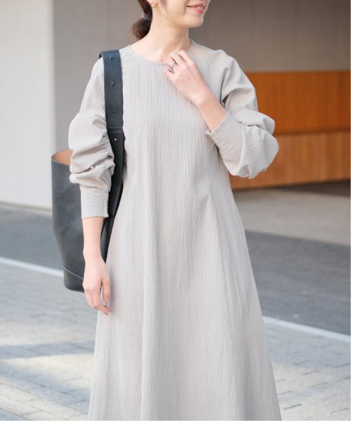 アームギャザーワンピース　無地 