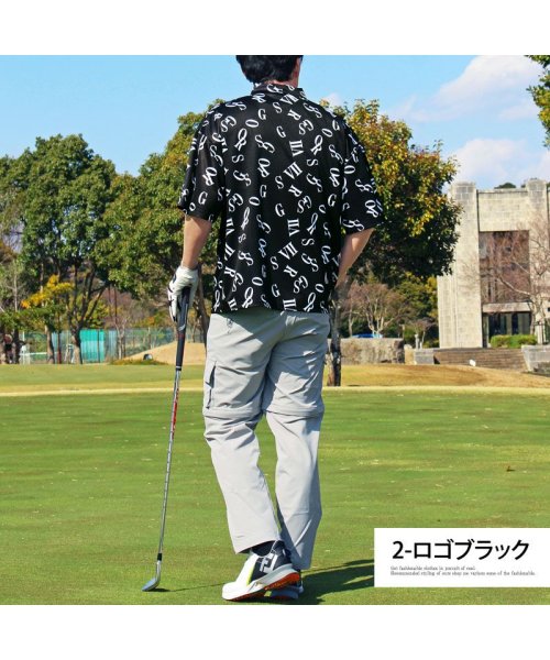 TopIsm(トップイズム)/ゴルフウェア モックネックシャツ メンズ GIORNO SEVEN ジョルノセブン ワイドシルエット ハイネック 半袖 吸湿速乾ドライ トップス 総柄 ロゴ/img07