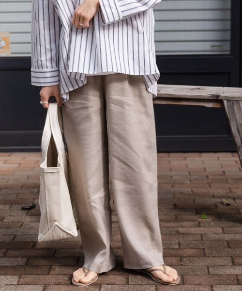 Theory 19ss リネンプルオンパンツ ベージュ 画期的