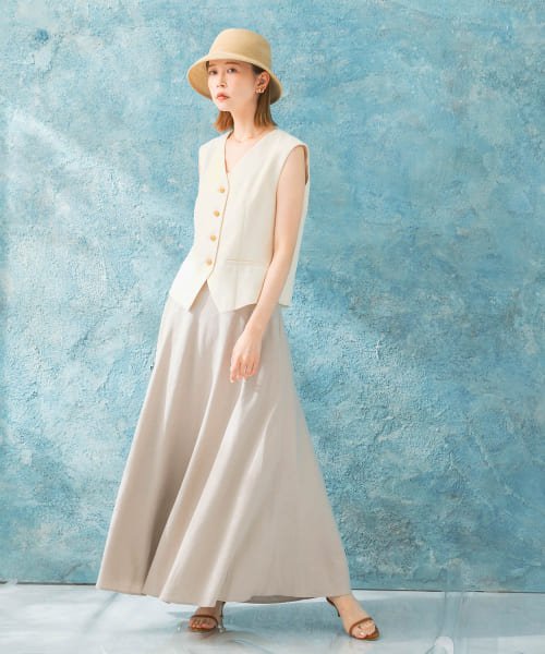 バックファスナーリネン混ロングスカート 人気・おすすめ｜使いやすい・旅行におすすめ 品質保証 全国発送 在庫限り