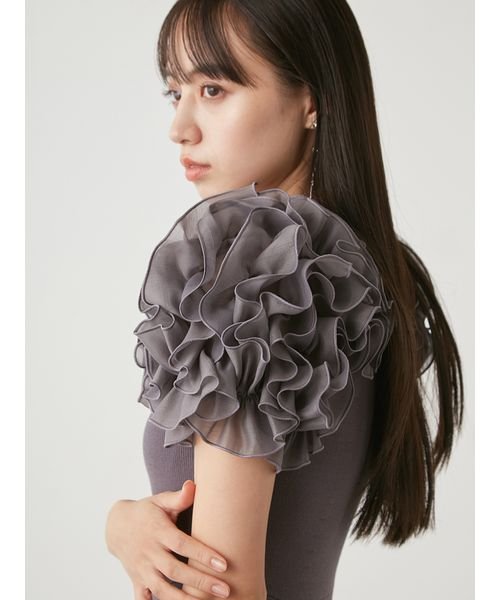 イントリケートフリルコンビニットワンピース 予めご了承ください