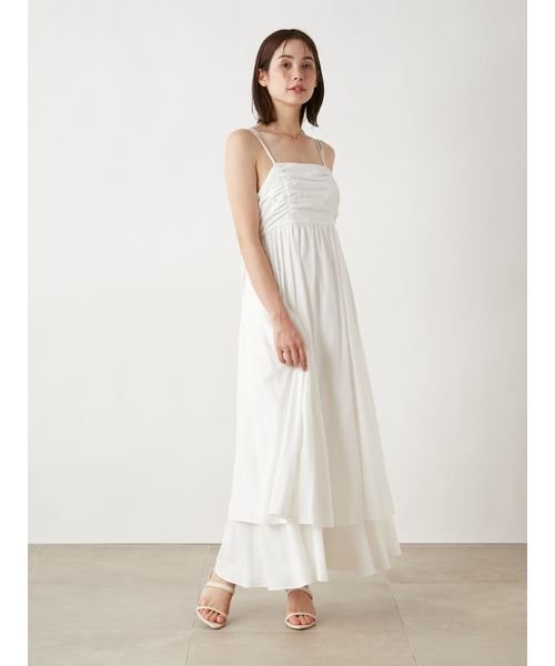 【WEB限定サイズあり】ペーパーヤーンプルオーバー×ギャザーキャミソールワンピース 総丈 バスト ウエスト 予めご了承ください