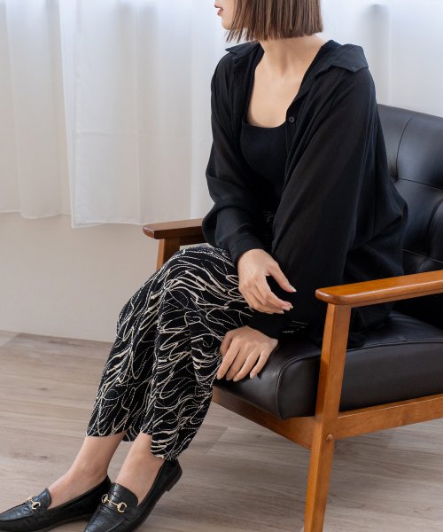 セール】アート柄プリーツタイトスカート ゴム ロング ハイウエスト  