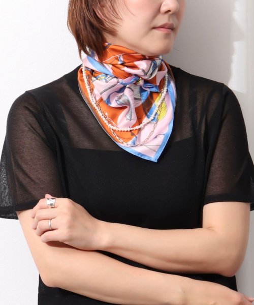 【manipuri/マニプリ】シルクプリントスカーフ65（コラージュバルーンヒストリー） 