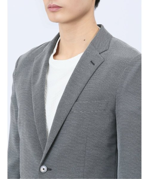 からみ調 スリムフィット 2ボタンジャケット グレー メンズ セットアップ ジャケット ビジネス カジュアル アウター ライトアウター 通勤 仕事 スリムフィット 2ボタンジャケット