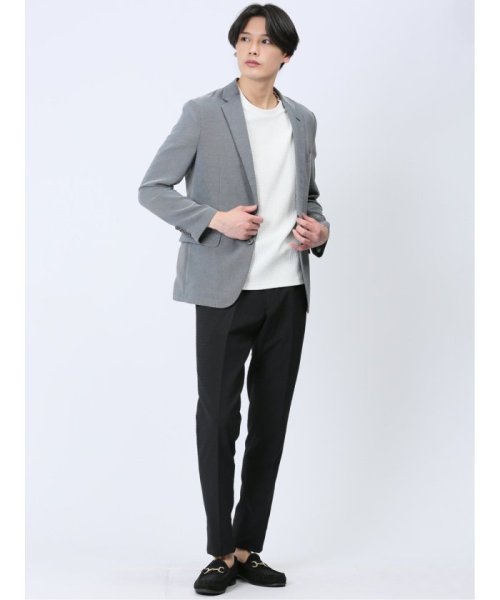 からみ調 スリムフィット 2ボタンジャケット グレー メンズ セットアップ ジャケット ビジネス カジュアル アウター ライトアウター 通勤 仕事 スリムフィット 2ボタンジャケット