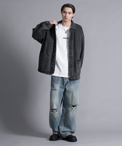 aimoha(aimoha（アイモハ）)/【aimoha neo】DISTRESSED BAGGY JEANS/img05