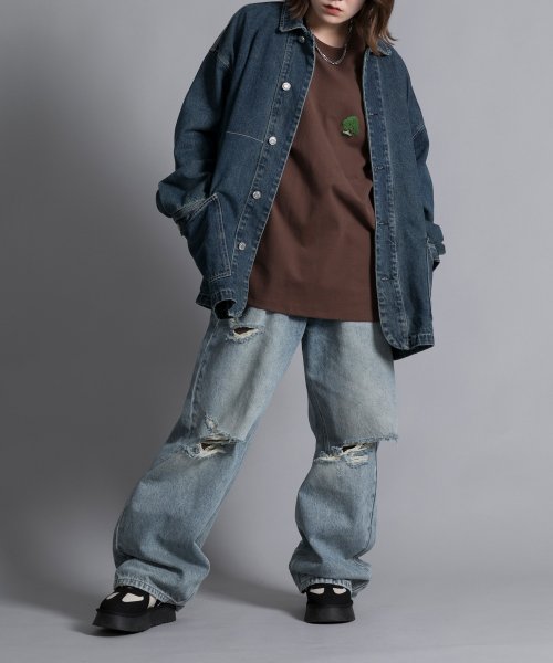 aimoha(aimoha（アイモハ）)/【aimoha neo】DISTRESSED BAGGY JEANS/img14