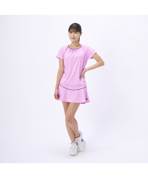 FILA（ZETT Ladies）(フィラ（ゼット　レディース）)/【テニス】ボレロ風 パイルメッシュボーダーシャツ レディース/img04