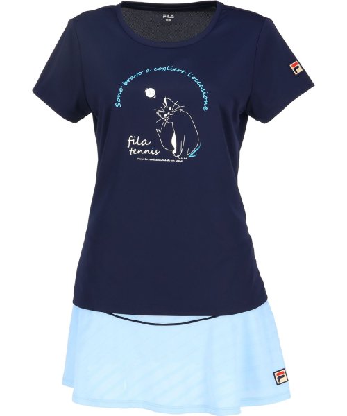 FILA（ZETT Ladies）(フィラ（ゼット　レディース）)/【テニス】キャット柄 バックホールメッシュ グラフィックTシャツ レディース /img02