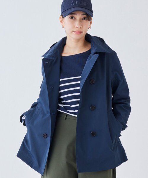 AIGLE(エーグル)/GORE－TEX ゴアテックス 透湿 撥水 防風 2レイヤー ショートPコート フーデッドジャケット/img01