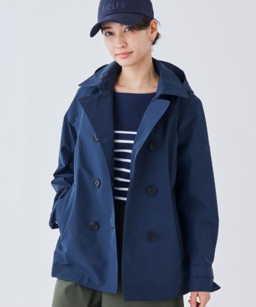 AIGLE(エーグル)/GORE－TEX ゴアテックス 透湿 撥水 防風 2レイヤー ショートPコート フーデッドジャケット/img04