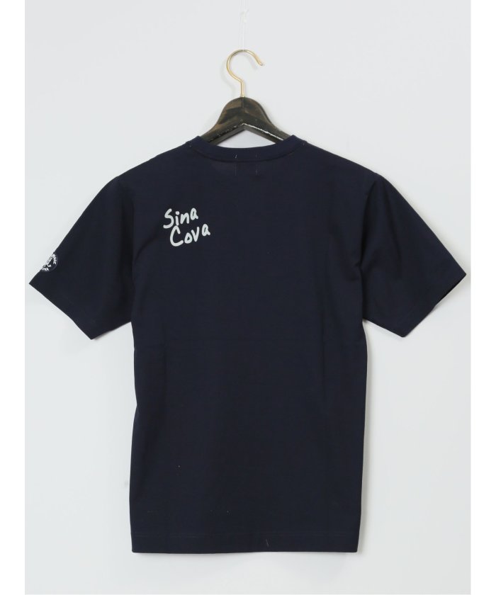 【大きいサイズ】シナコバ 綿プリント クルーネック半袖Tシャツ 大きいサイズ】シナコバ/SINA COVA 綿天竺 BAUBAU クルーネック
