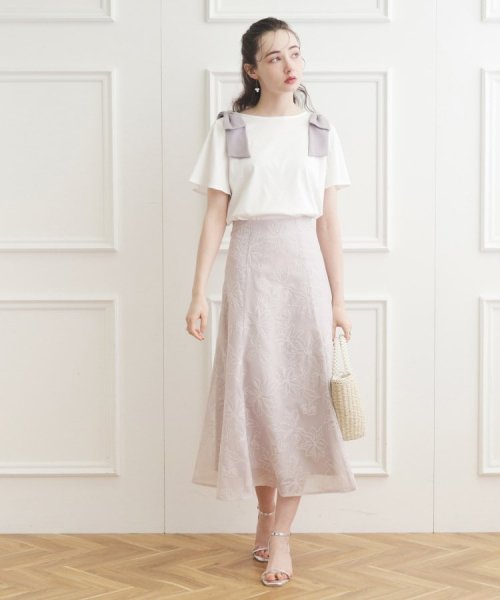 Couture Brooch(クチュールブローチ)/【接触冷感/UV】肩リボンフレアーTシャツ/img01