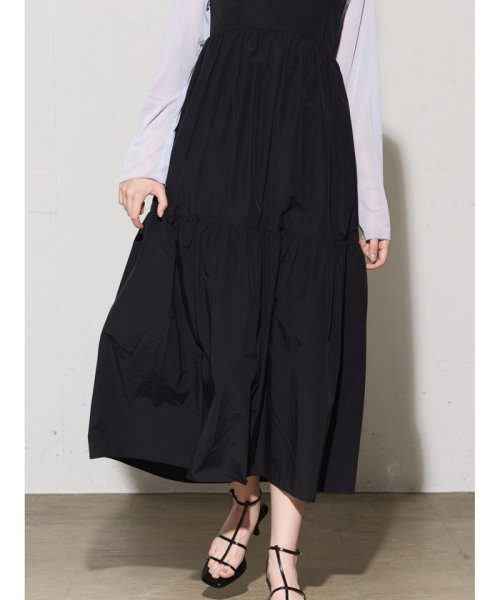 MIDIUMISOLID for Ladies C/NY ティアードキャミソールワンピース 