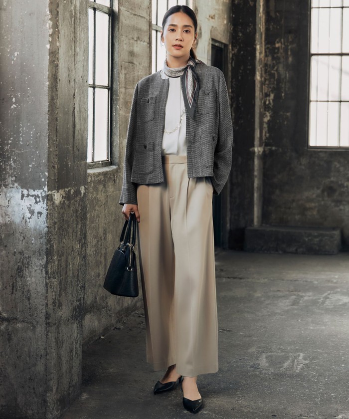 アシンメトリー　梅柄 アシンメトリーメッシュストライプトップ – ANDREA&Co.