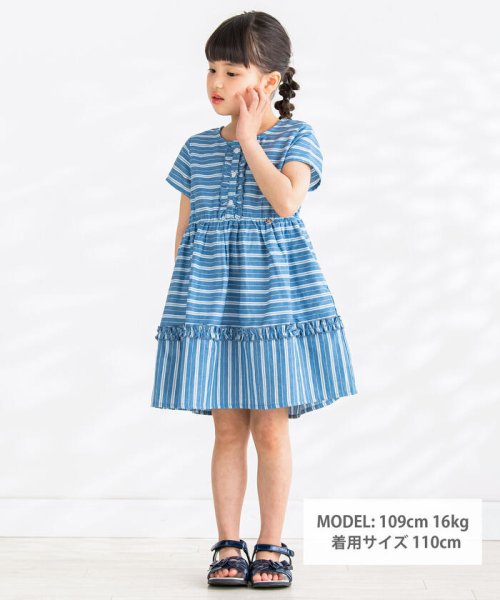 BeBe Petits Pois Vert(ベベ プチ ポワ ヴェール)/ボーダー＆ストライプワンピース(95~150cm)/img01