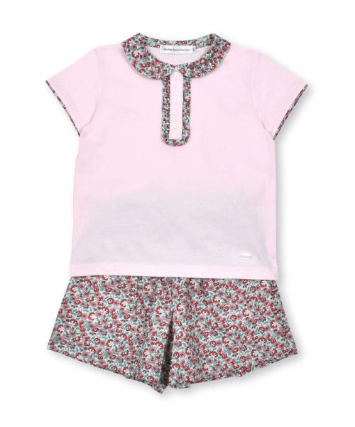 BeBe Petits Pois Vert(ベベ プチ ポワ ヴェール)/襟付きTシャツ＋ショートパンツ花柄セットアップ(95~150cm)/img06