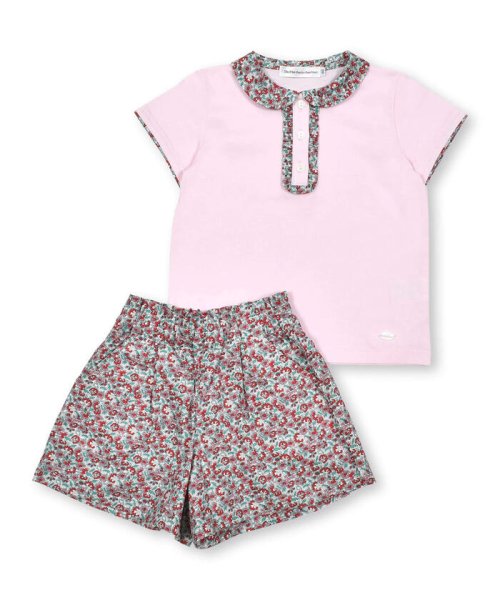 BeBe Petits Pois Vert(ベベ プチ ポワ ヴェール)/襟付きTシャツ＋ショートパンツ花柄セットアップ(95~150cm)/img08