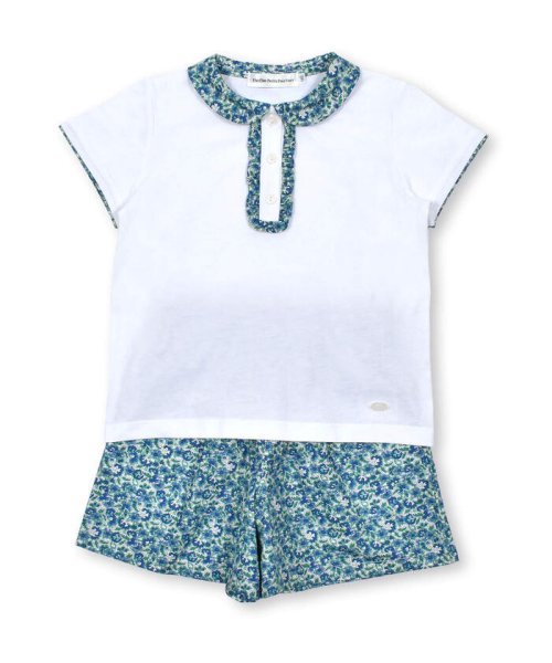 BeBe Petits Pois Vert(ベベ プチ ポワ ヴェール)/襟付きTシャツ＋ショートパンツ花柄セットアップ(95~150cm)/img18