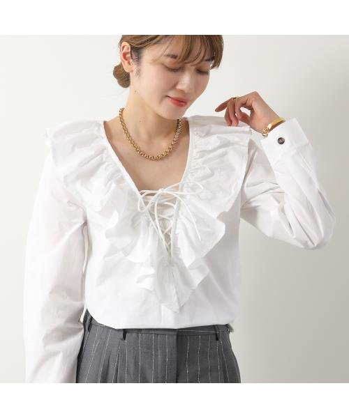 GANNI(ガニー)/GANNI ブラウス Cotton Poplin Ruffle V－neck Blouse F8701 6479/img01