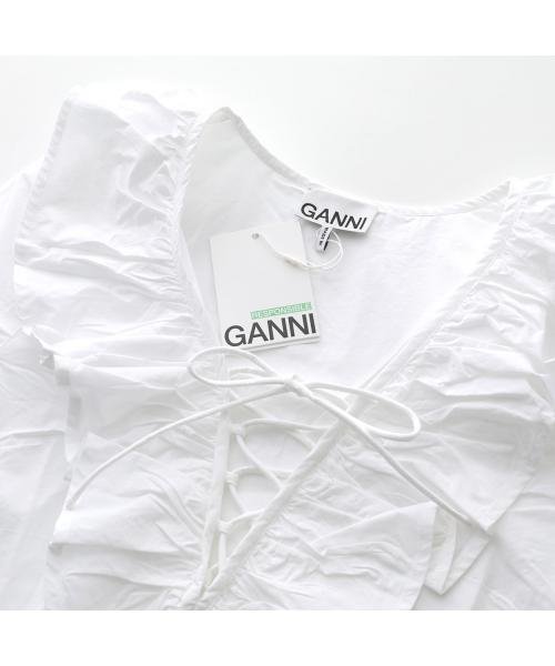 GANNI(ガニー)/GANNI ブラウス Cotton Poplin Ruffle V－neck Blouse F8701 6479/img08