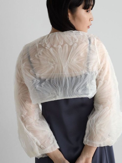 バルーンスリーブシアーカーディガン 