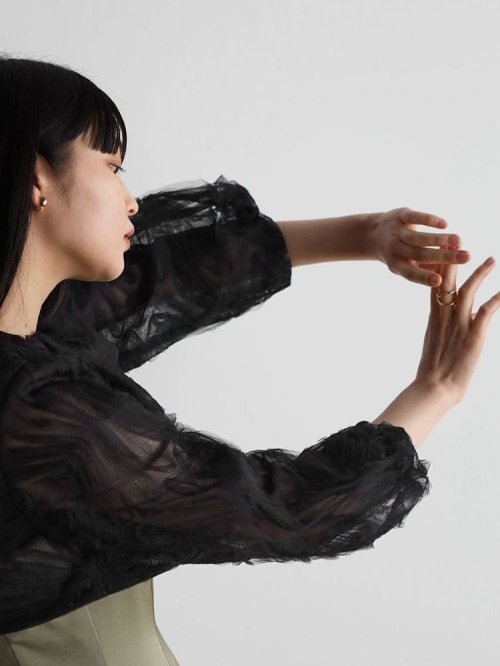 バルーンスリーブシアーカーディガン 