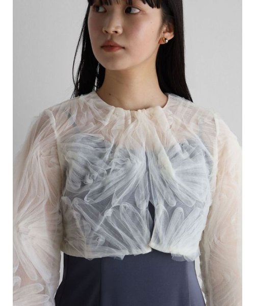 バルーンスリーブシアーカーディガン 