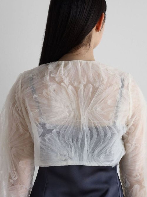 バルーンスリーブシアーカーディガン 