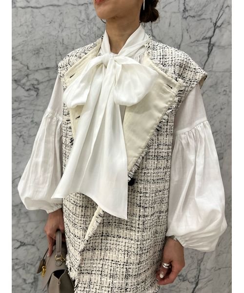 フリンジコクーンツイードＷベスト 予めご了承ください