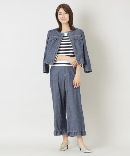 TO BE CHIC(L SIZE)(トゥービーシック Lサイズ)/【L】レーヨンナイロンボーダースクエアネック ニットプルオーバー/img02