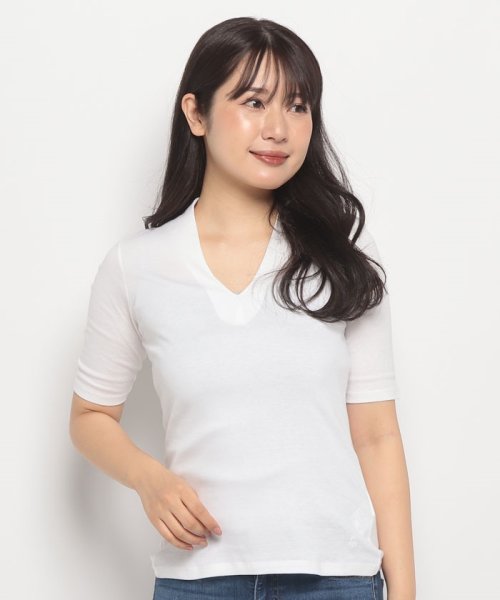 BENETTON (women)(ベネトン（レディース）)/ロゴ刺繍入りVネック5分袖Tシャツ・カットソー/img12