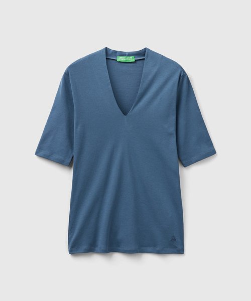 BENETTON (women)(ベネトン（レディース）)/ロゴ刺繍入りVネック5分袖Tシャツ・カットソー/img18