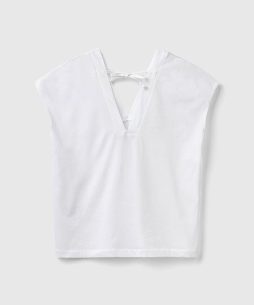 BENETTON (women)(ベネトン（レディース）)/VネックバックタイフレンチスリーブTシャツ・カットソー/img12